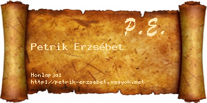 Petrik Erzsébet névjegykártya